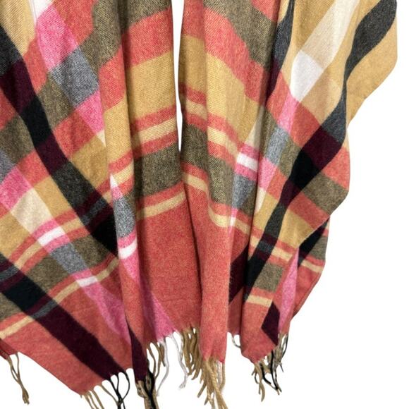 Woolrich Womens Striped Poncho Fleece Fringe Beige Pink Jacket Cardigan sz O/S - Picture 5 of 16